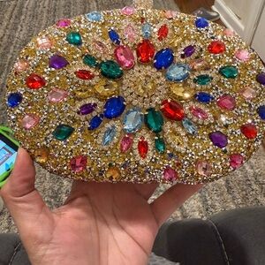 Multicolor Gemstone Embellished Clutch
